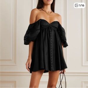 NWT Joslin Linen Off-the-Shoulder Mini Dress Size 12 Black